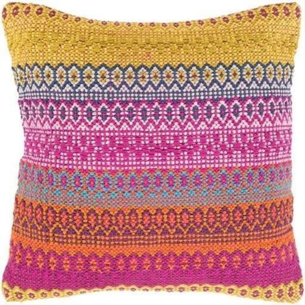 Bright Multi Color Striped Woven Pillow Cover
